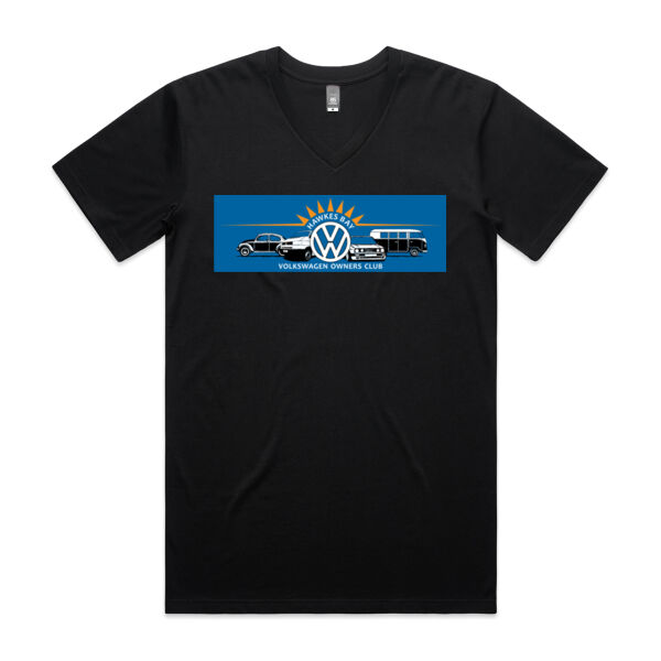 Mens V neck T Shirt - HBVWOC LOGO (Blue background)  Thumbnail