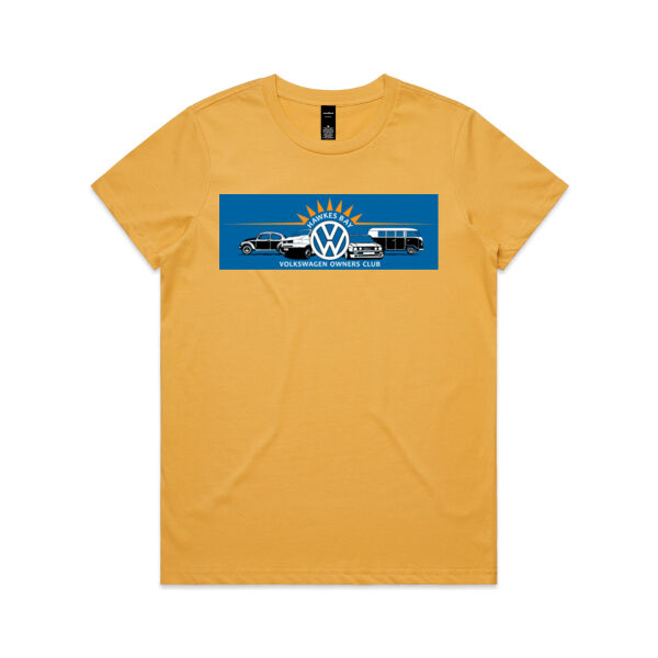 Womens Maple T shirt  - HBVWOC LOGO (blue background)  Thumbnail